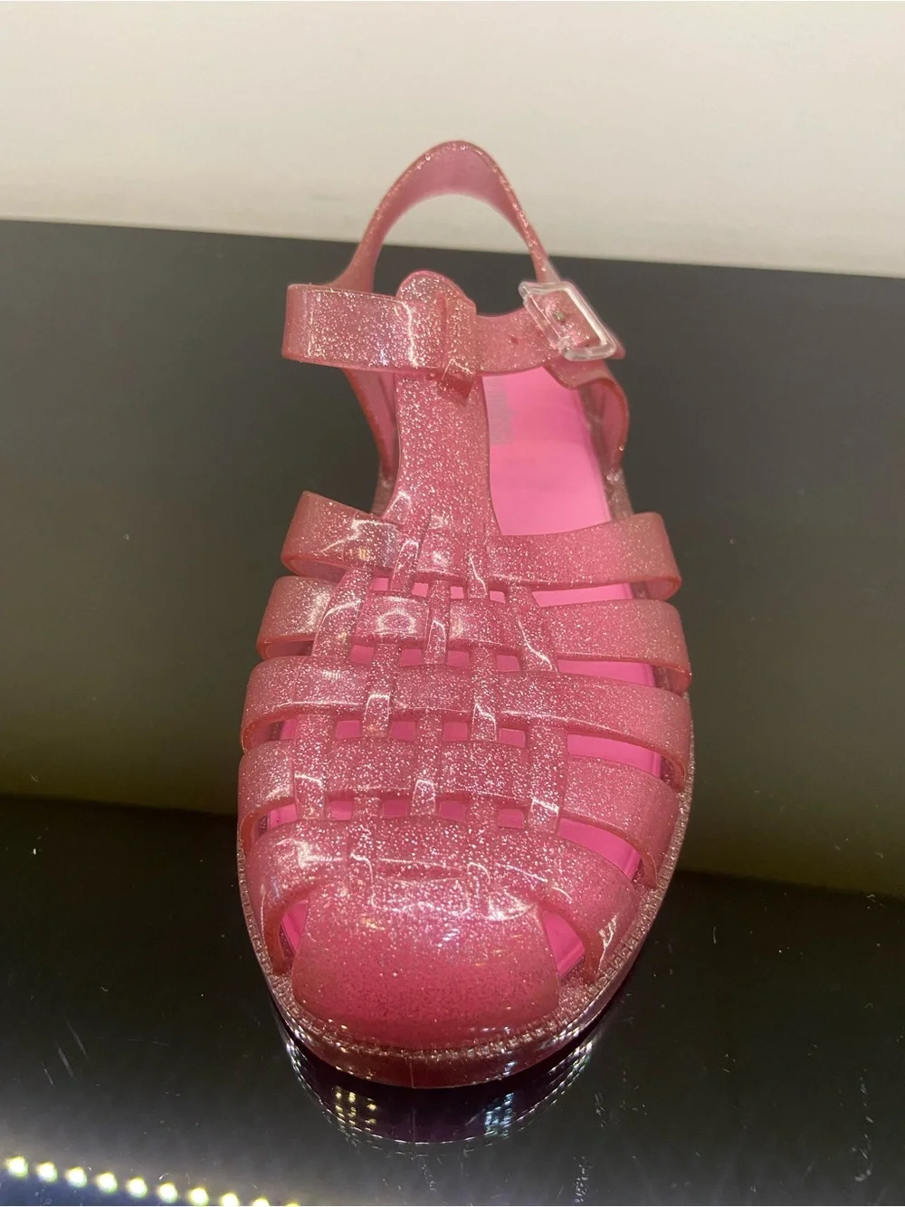Mini Melissa Pink Glitter Jelly Sandals